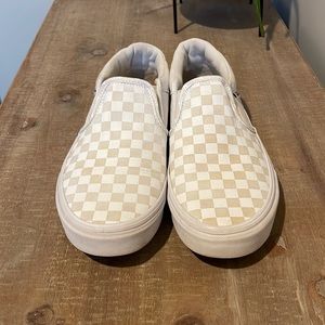 White Checkered Vans - gently used